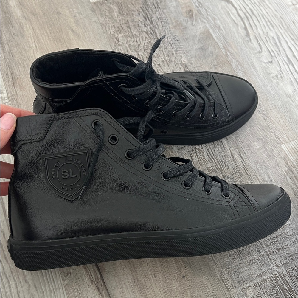 New Saint Laurent Bedford High-Tops Black Sneakers size 39 US 9